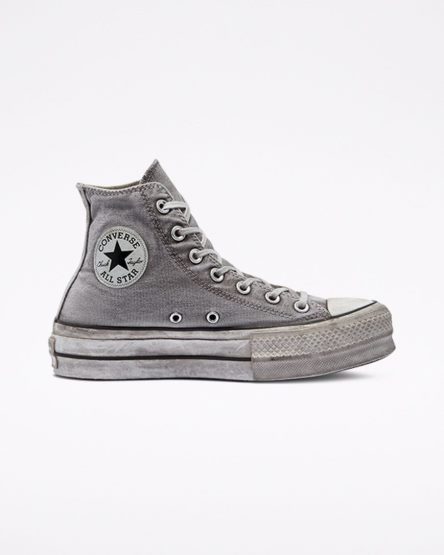 Zapatos Plataforma Converse Chuck Taylor All Star Lift Smoked Canvas Altas Mujer Gris Blancas | PE P4782E